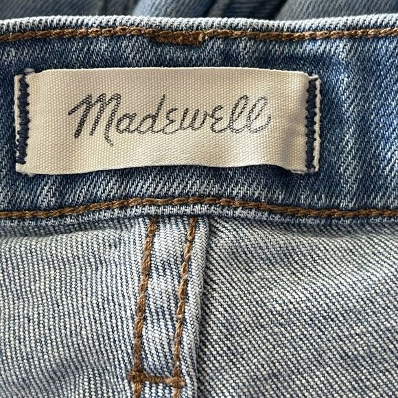 Madewell SZ 23 The High-Rise Slim Crop Boyjean Jeans Distressed Frayed Hems Blue - Picture 9 of 12